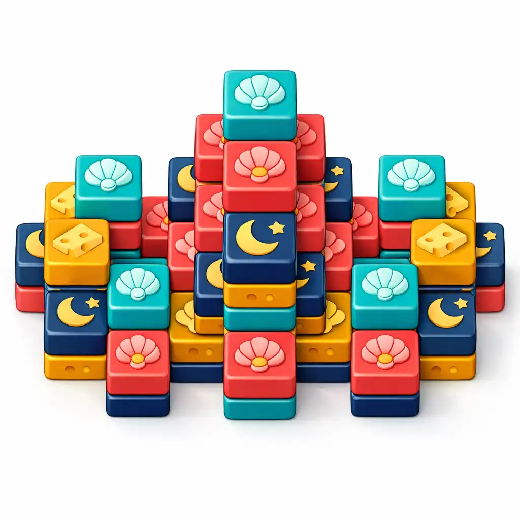 Zrzut ekranu z gry Triple Tile Match Puzzle przedstawiający planszę z kolorowymi kafelkami